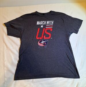 Columbus Blue Jackets March with US Columbus Dispatch tshirt Mens Large
